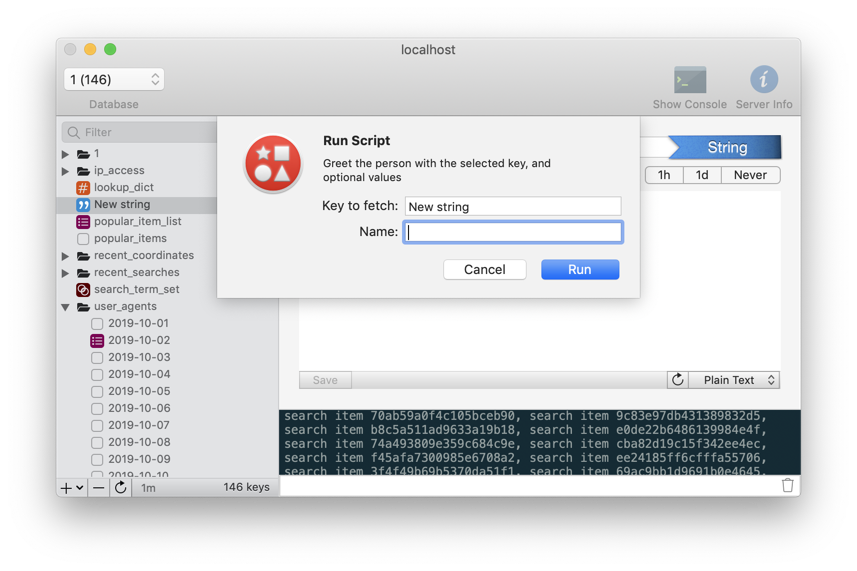 Screenshot of a sample action